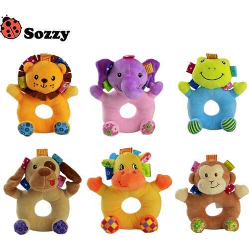Sozzy Baby Soft Rattle Speelgoed Toy Cute Animals Cartoon Figure for 0-12 months Development Bells Ringing Hand-held Toy Gift