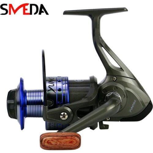 Spinning Reel For Freshwater High-Capacity Metal Spool Wheel With Wooden Handle