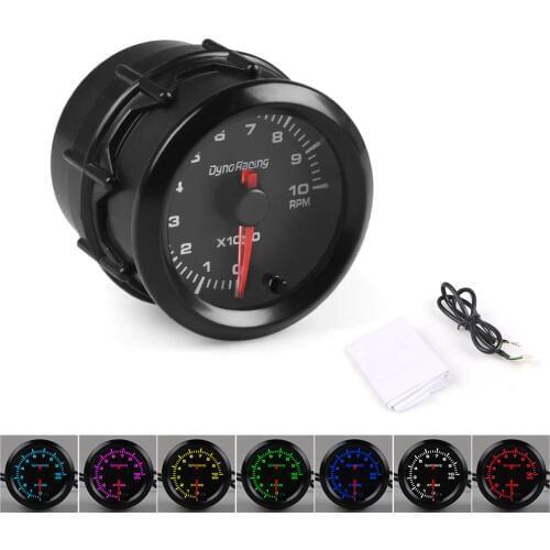Dynoracing 2" 52mm 7 Colors changeful Backlight Tachometer High Speed Stepper Motor With Sensor Car Meter TT101486
