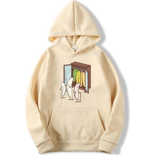 Banana Wardrobe Cartoon Hoodies Male Fleece Warm Simple Sweatshirts Autumn Harajuku Soft Hooded Fashion Casual Streetwear Men