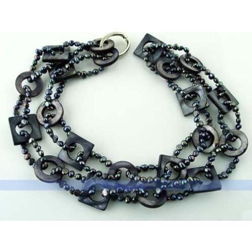 Handmade Jewellery,Black Color Genuine Freshwater Pearls Real Shell Necklace,28inches Long Necklace,Fashion Women Jewellery Gift