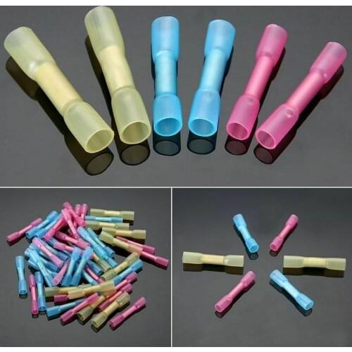 50PCS Waterproof Heat Shrink Butt Connectors Insulated Crimping Terminals Electrical Splice Wire Cable Crimp Connector Kit