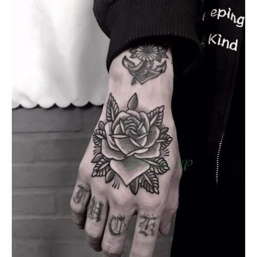 Waterproof Temporary Tattoo Sticker Rose Flower Fake Tatto Flash Tatoo Hand Arm Foot Back Tato body art for Girl Women Men