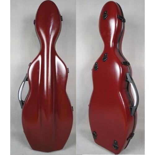 Top quality strong glass fiber purplish red 4/4 violin case,two bows holders