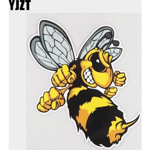 YJZT 15.3×17.8CM Ferocious Bee Cartoon Body Decoration Personality Car Stickers Vinyl Decals 21A-0868