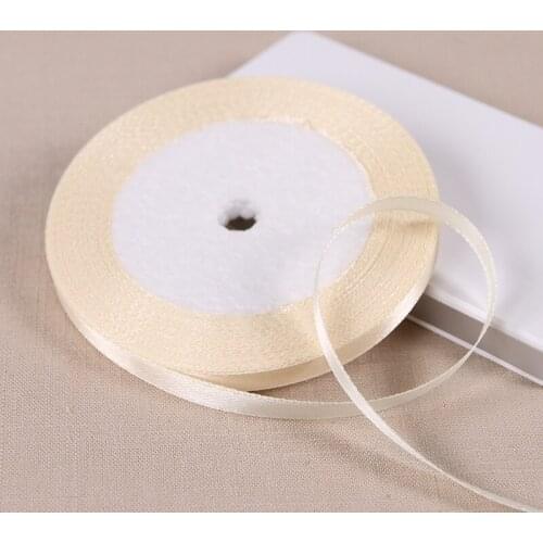 Hot sale 0.6cm Beige Single Face Satin Ribbon gift packing ribbons belt Christmas Decorative materials DIY craft (25 yards/roll)
