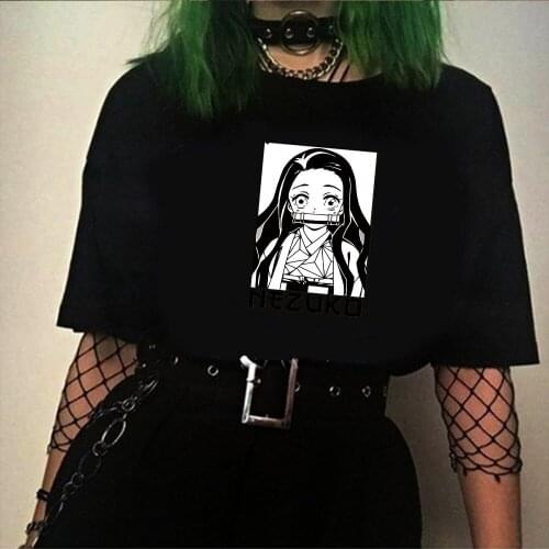 Japanese Anime Womens T-shirt Kurapika Tops Demon Slayer Kamado Nezuko fashionS ummer Harajuku Loose Short Sleeve Tshirt