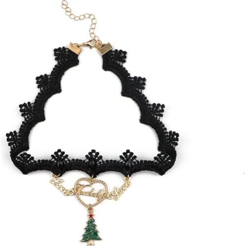Ladies personality fashion necklace party black red Christmas pendant heart shaped pendant collar role-playing sexy accessories