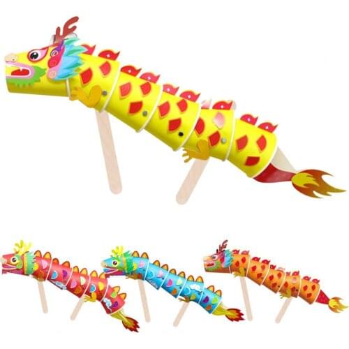 1 Set Beautiful Paper Handcraft Kit DIY Funny Changeable Dragon Paper Craft Ornament for Kindergarten