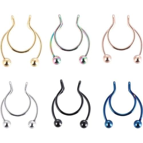 1Pcs Nose Clip Fake Septum Piering Nose Rings Punk Non Piercing Clip on Hip Hop Rock Stainless Steel Fashion Non Perforation
