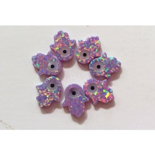 100PCS/Lot 11*13MM OP38 Multi-Lavender Cat Eye Hamsa Hand Opal Stone For Handmake Jewelry