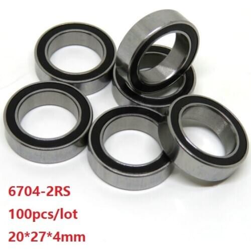 100pcs/lot 6704RS 6704-2RS 6704 2RS ball bearings 20*27*4mm thin section rubber cover Deep Groove Ball bearing 20x27x4mm