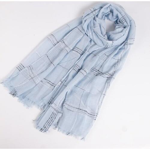 2021 New Women Cotton Linen Scarf Soft Long Lady Pashmina Shawl Tartan Scarf Plaid With Short Tassel Hijab Scaves/Shawls