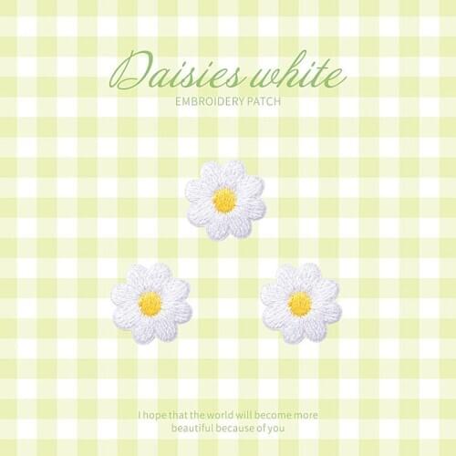 3 Pieces Small Daisy Flower Embroidery Repair Patches Bag Jacket Jeans Cartoon Iron On Patches for Clothes Small Glue Sticker
