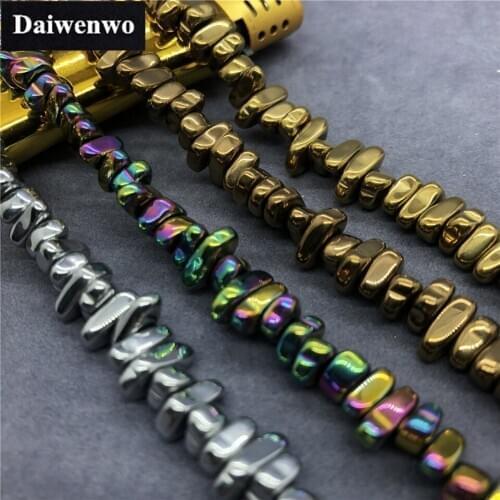 4 Colors Hematine Beads 5-8mm Natural Loose Cube Faceted Cut Nugget Iron Ore Stone DIY