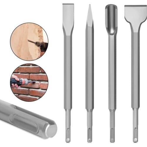 4pcs 10X250MM SDS PLUS Chisels Set Point Groove Gouge Flat Chisel Electric Hammer Drill Bit Break Concrete Brick Wall Drilling