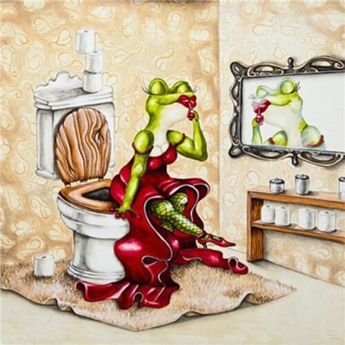 Diamond Embroidery Cartoon Full Diamond Mosaic Toilet Frog Picture Of Rhinestone Home Decoration DIY