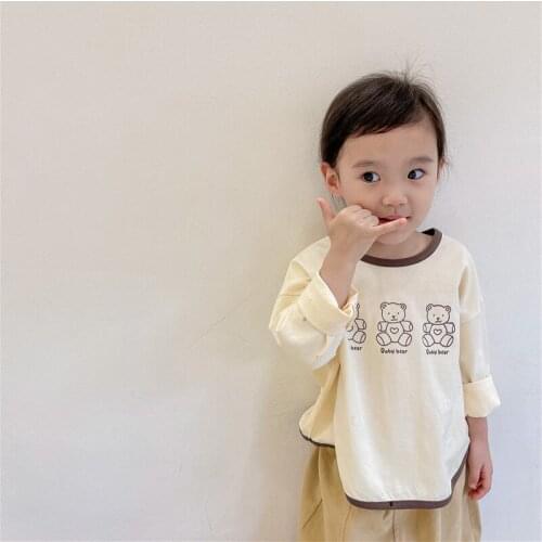 8519 2021 Childrens New Autumn Childrens Cartoon Korean Autumn T-shirt For Boys And Girls