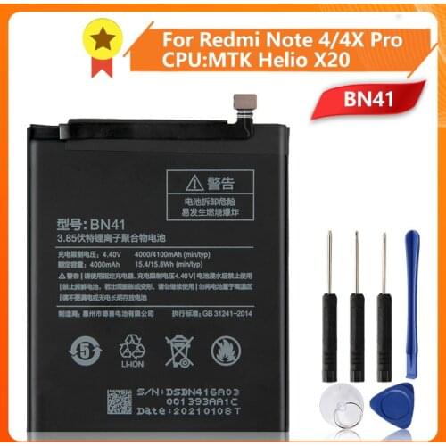 Xiao Mi Xiaomi BN41 Phone Battery For Xiao mi Redmi Note 4 Hongmi Note4 Redrice Note 4X High-end Redmi Note 4 Pro 4100mAh +Tool