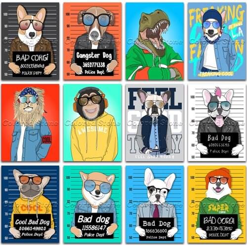 New Diamond painting Cartoon Animals Dog dinosaur orangutan tiger 5D Full Square Drill embroidery Cross stitch Round mosaic 1149