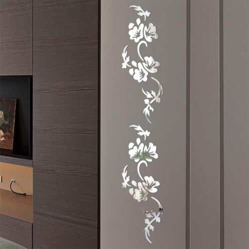Anti Fade Crystal Mirror Art Bedroom Acrylic Decals Innovative Flower Shape Protective Film Mural Wall Stickers Home Decoration
