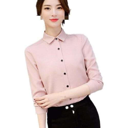 B1962 Spring summer 2020 new women Korean version pure color long sleeve shows thin trend casual chiffon shirt cheap wholesale