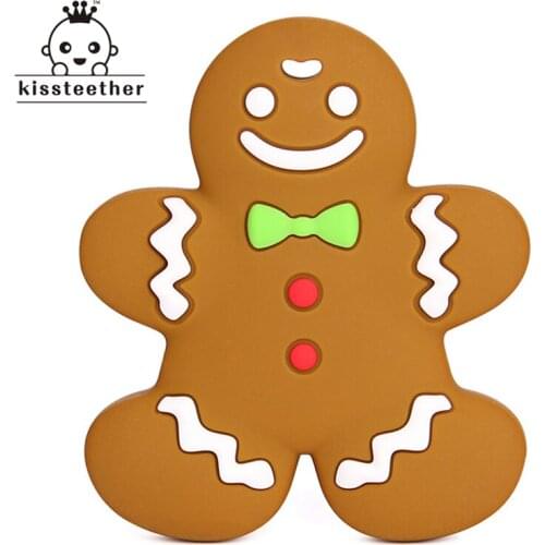 Baby Teething Chew Toys BPA Free Safe Silicone Villain Teether 5pcs Gingerbread Man Silicone Pendants DIY Crafts Baby Teether