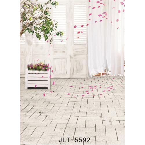 Photography Background White Curtain Wooden Computer Printed Vinyl Backdrop Photo Studio for Weddings Children for Photo Shoots