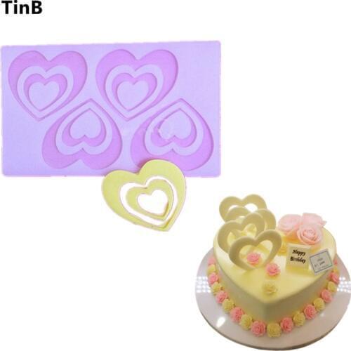 Hot DIY 3D Love Heart Silicone Chocolate Mold Bakeware Birthday Cake Cookie Decorating Tools Chocolate Mould Stencil Muffin Pan