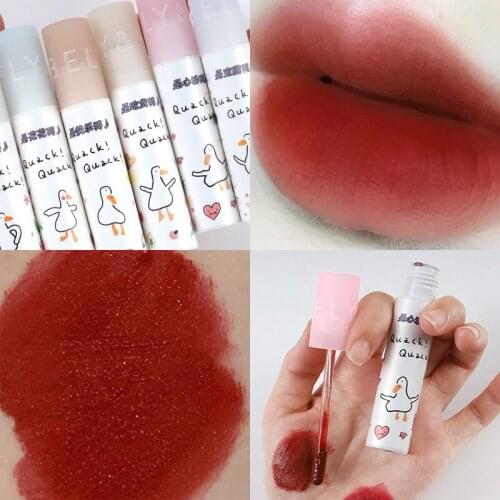 6 Colors Velvet Matte Liquid Lipsticks Cute Duck Red Lip Gloss Tint Long Lasting Waterproof Makeup Pigment Lip Glaze Cosmetics