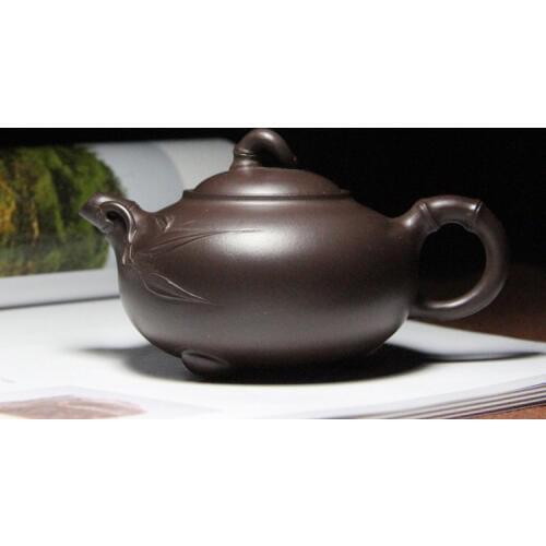 Yixing purple clay pot artist, handmade bamboo newspaper Ping'an purple clay teapot travel tea set gift customization