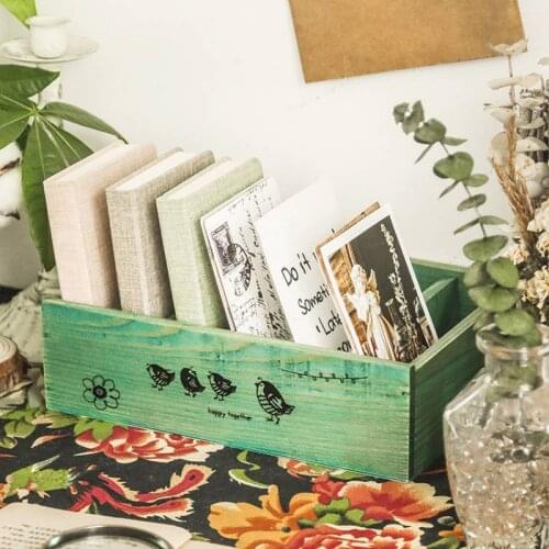 Desktop Receiving Box Facial Mask Book Shelving Simple Office File Hand Account Mobile Phone Card Wooden Cabinet Retro Boxes