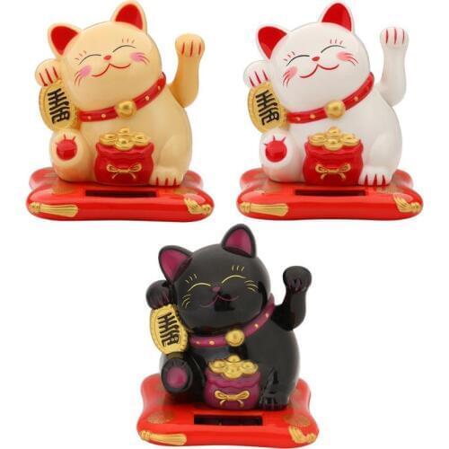 3.5/2.5inch Solar Powered Lucky Fortune Cat Welcoming Fortune Cat For Home Car Figurine Table Decoration Craft Gift 26