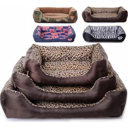 2020 New Leopard print Dog Bed For Dogs Cat Winter Warm Sleeping Lounger Mat Puppy Kennel Long Plush Pet Bed Mat Christmas Gifts