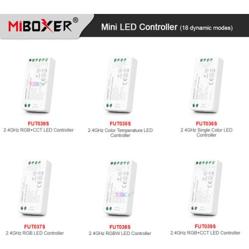 Miboxer mini 2.4G LED Strip Controller DC12V 24V Max 12A Single Color /Color temperature /RGB /RGBW /RGB CCT Lamp Tape Dimmer
