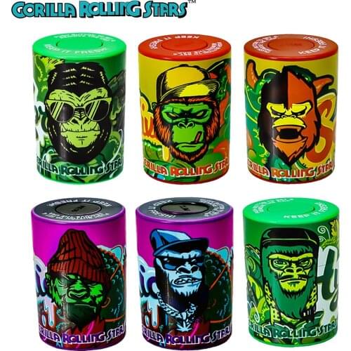 Cartoon King Kong Pattern Stash Jar Sealed Jar Acrylic Vacuum Jar Pill Box Lid For Food Plastic Grains Herb Container Box Weed