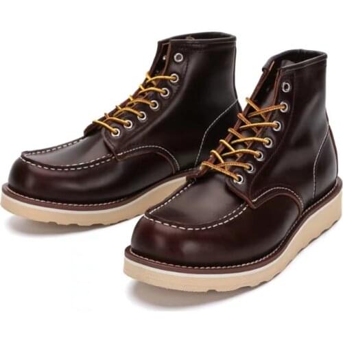 2022 Autumn Winter Handmade Men Shoes Top Quality Vintage British Cow Leather Ankle Boots Tooling Wings Motorcycle Boots Desert