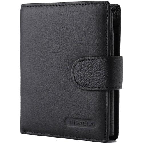 Mens Wallet Genuine Leather Lychee Pattern Coin Purses Male Business Hasp Multifunction Short Bifold Card Holder Money Clip