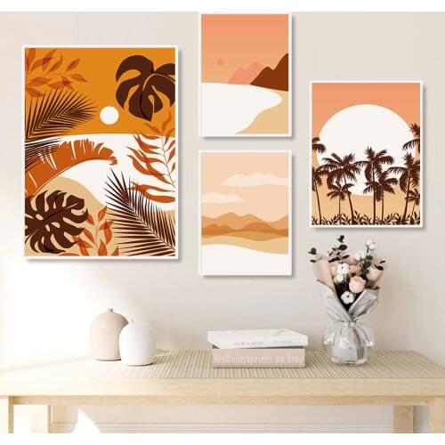 Boho Trendy Tropical Leaf Poster Landscape Wall Art Canvas Painting Contemporary Prints Living Room Decoration