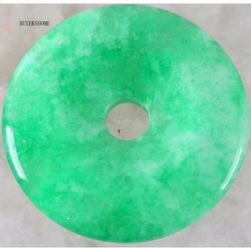 Natural Stone Donut Necklace Pendant 35mm Round Circle Healing Green Jades Bead for Women Men Jewelry Gift 1Pcs K293
