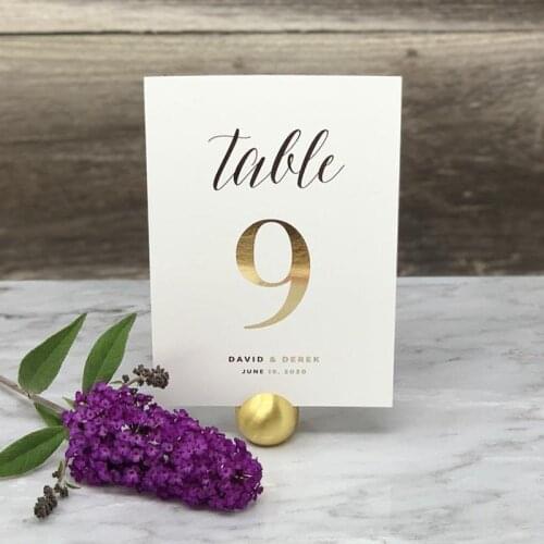 Wedding Table Number Gold Table Numbers Card Table Decor Personalized Gold Foil Table Sign Single Side or Double Side No Stand