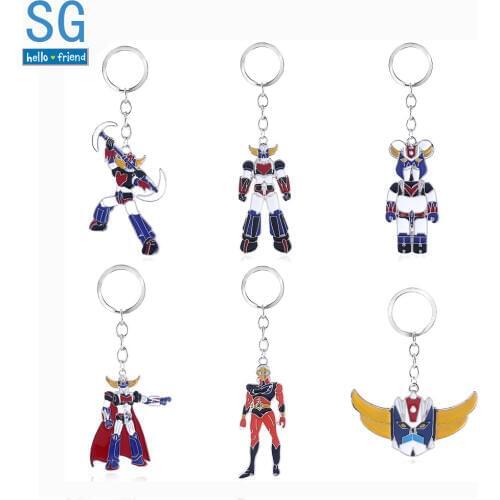 SG New Mazinger Z Metal Keychains UFO Robot Grendizer Logo Pendants Choker Car Keyring Women Boy Fans Jewelry Gift