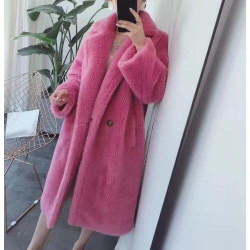 Oversize wool blend Teddy Bear Icon Coat X-Long loose Sheep Shearing Coat Female New Style women winter