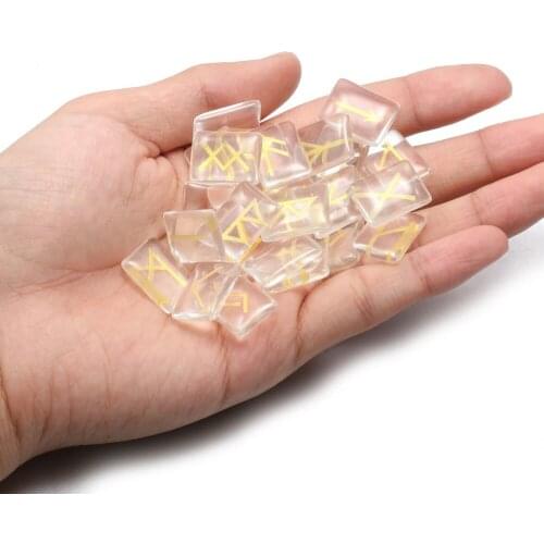 Wholesale 25pcs / Bag Rectangular Glass Sky Book Amulet Set Reiki Divination Rectangular Rolling Stone Size 15x20x6mm