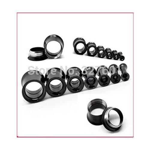 Wholesales 72pcs/lot mix5-20mm Stainless Steel Body Jewelry Internally Threaded Flesh Tunnel Gauge Plug