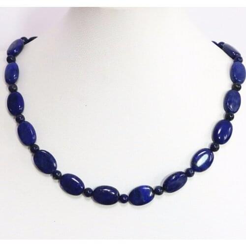 Natural 12x16mm oval Lapis Lazuli stone fashion European style chain choker necklace elegant women jewelry 18inch MY5179