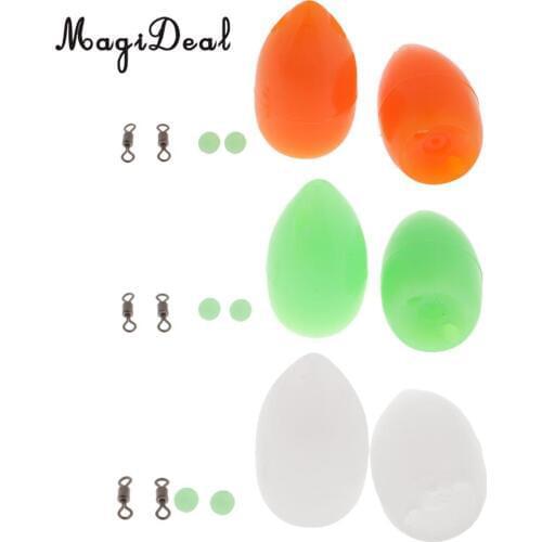 2pcs 3.6g Floating Sbirolino Spirolino Bombarda Trout Pose Float with Swivels, Beads - Orange/Green/White