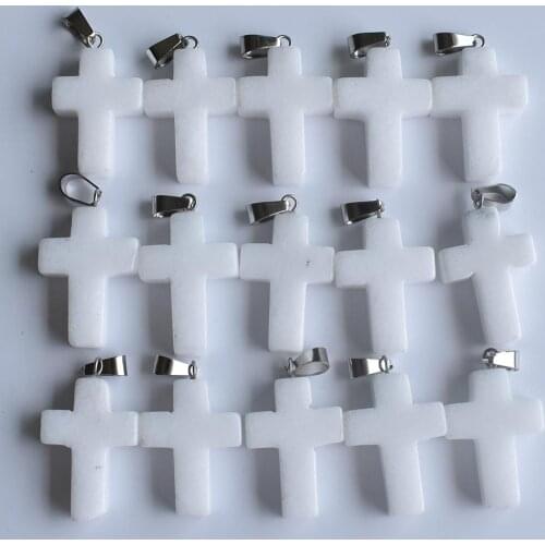 2020 fashion Natural stone cross charms pendants for jewelry making good quality wholesale 50pcs/lot free shipping