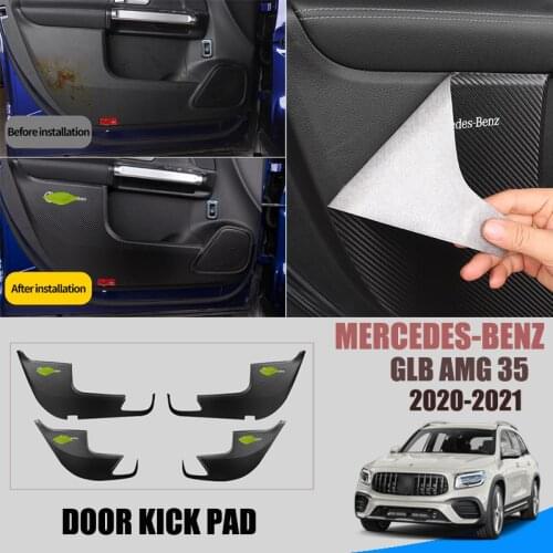 4 Pcs Leather Car Door Anti Kick Pad Protection Side Edge Film Protector Stickers For Mercedes-Benz GLB AMG 35 2020-2021