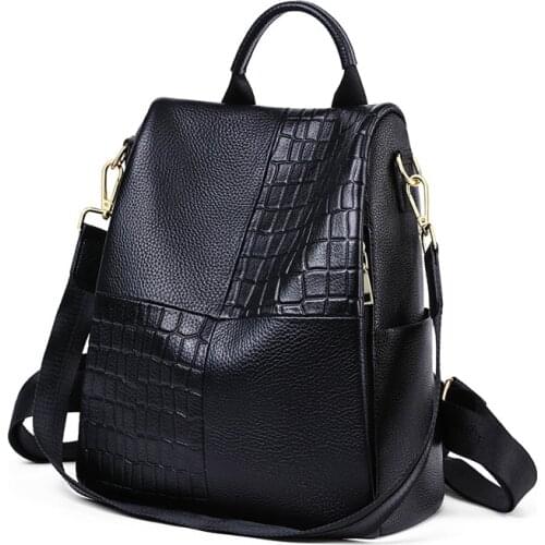 New Genuine Leather Backpack for Women Famous Brand Designer Daily Knapsack Cowhide Classical High Quality Travel Bags Mochila